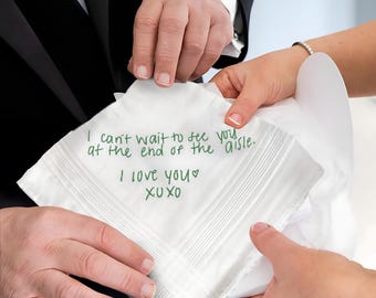 Pañuelo de boda bordado para el novio, pañuelo bordado con escritura personalizada, regalo de boda para el novio de parte de la novia, regalo para el futuro esposo