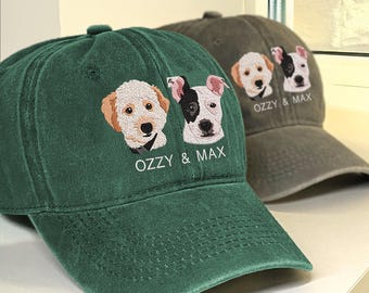 Gorra de béisbol con foto de perro bordada personalizada, gorro navideño personalizado para perros, regalo con retrato de perro para amantes de las mascotas