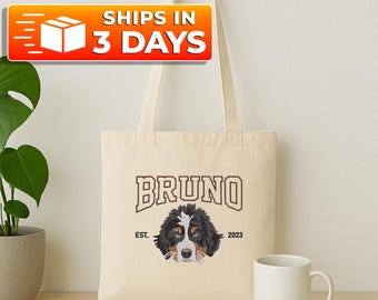 Personalized Mother's Day Gift For Mom, Custom Pet Embroidered Tote Bag, Dog Mom Tote Bag, Embroidered Gift For Her, Gift For Grandma