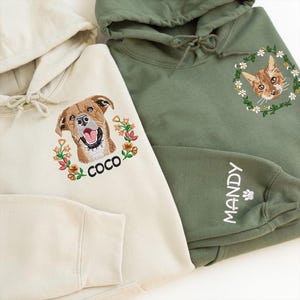 Custom Dog Hoodie Embroidered Dog Name, Gifts for Dog Owners, Personalized Pet Face Sweatshirt from Photo, Dog Memorial Gift