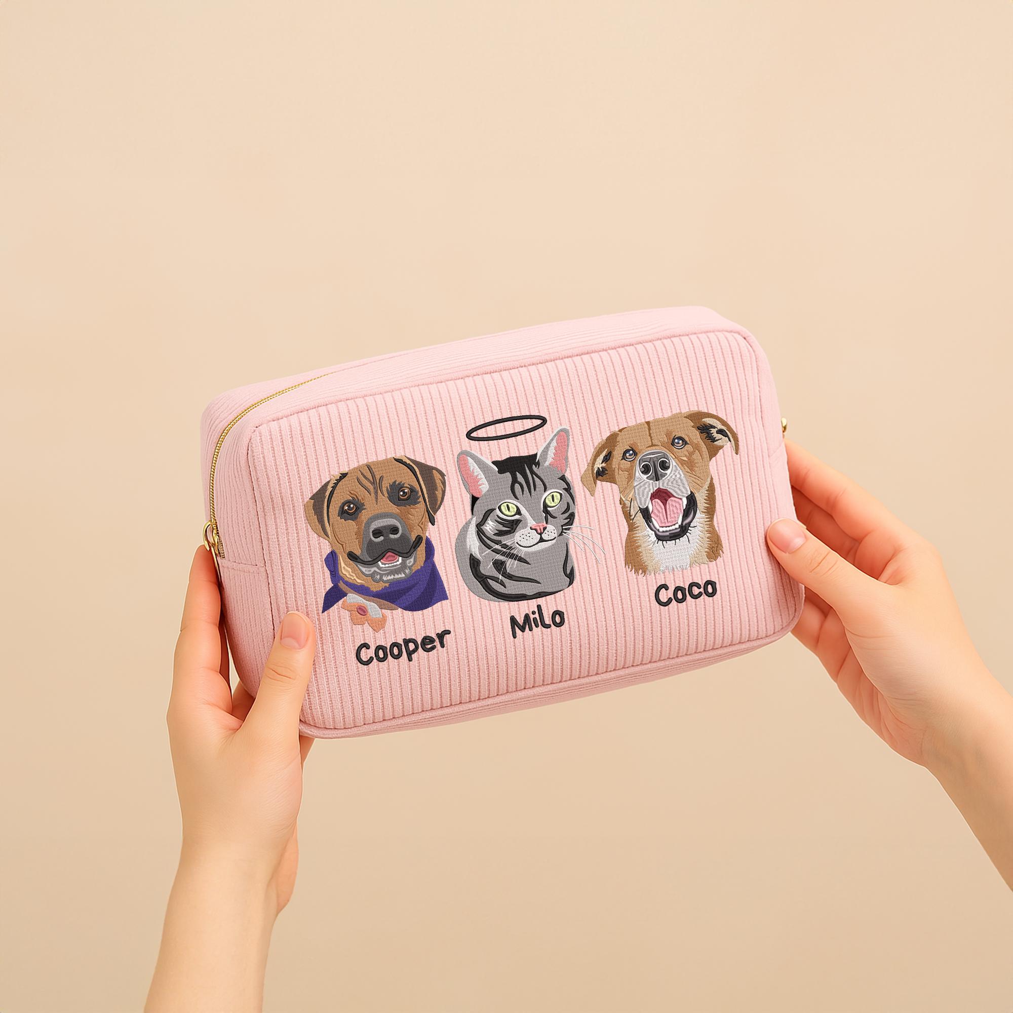 Custom Embroidered Makeup Bag – Personalized Pet Cosmetic Bag, Mother’s Day Gift for Mom, Travel Pouch for Women