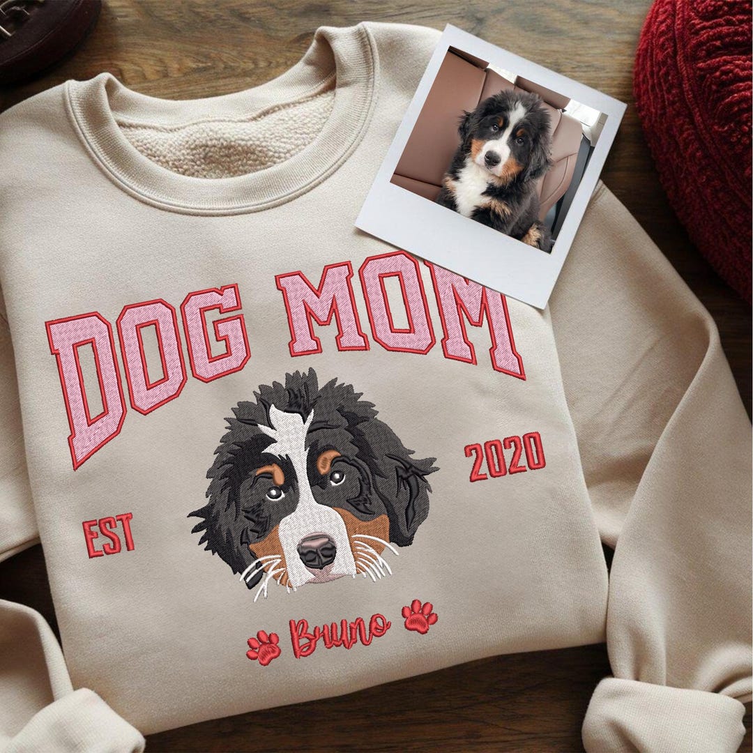 Embroidered Dog Mom Hoodie main image 1