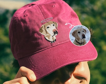 Custom EMBROIDERED Pet Hat Using Pet Photo, Personalized Dog Hat, Custom Cat Hat, Custom Dog Mom Baseball Cap, Christmas Gift For Him