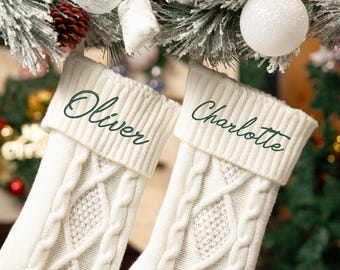 Personalized Family Christmas Stockings, 2024 Embroidered Christmas Stocking, Knitted Stockings With Name, Holiday Decor Gift