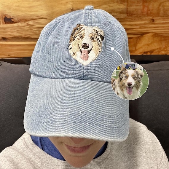 Custom EMBROIDERED Pet Hat Using Pet Photo, Personalized Mother's Day Gift For Mom, Custom Dog Hat, Dog Baseball Cap, Embroidered Pet Cap