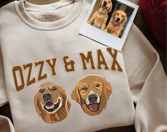Pet Embroidered Sweatshirt, Embroidered Dog Hoodie, Custom Dog Face Embroidered Sweatshirt, Pet Lovers Gift, Unique Christmas Gift For Mom