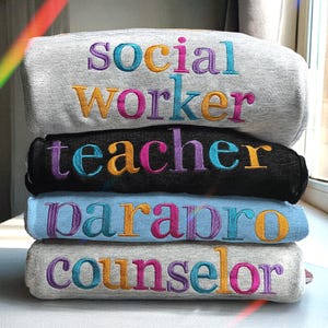 Custom Embroidered Occupation Crewneck, Multicolor Embroidered Profession Sweatshirt, Career Gift for Nurse, Job Title Graduation Gift