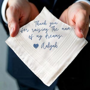 Custom Father of the Groom Handkerchief, Embroidered Wedding Napkins, Handwritten Handkerchief for Dad, Bridal Hankie for Your Happy Tears