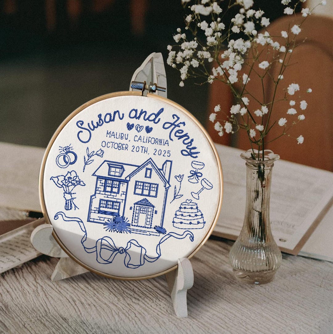 Personalized Embroidery Wedding Venue Hoop, Custom Wedding Gift for ...