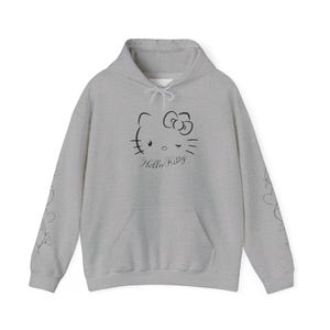 Moletom com capuz Hello Kitty com contorno floral | Estampa fofa de rosto de gatinho nas costas imagem 5