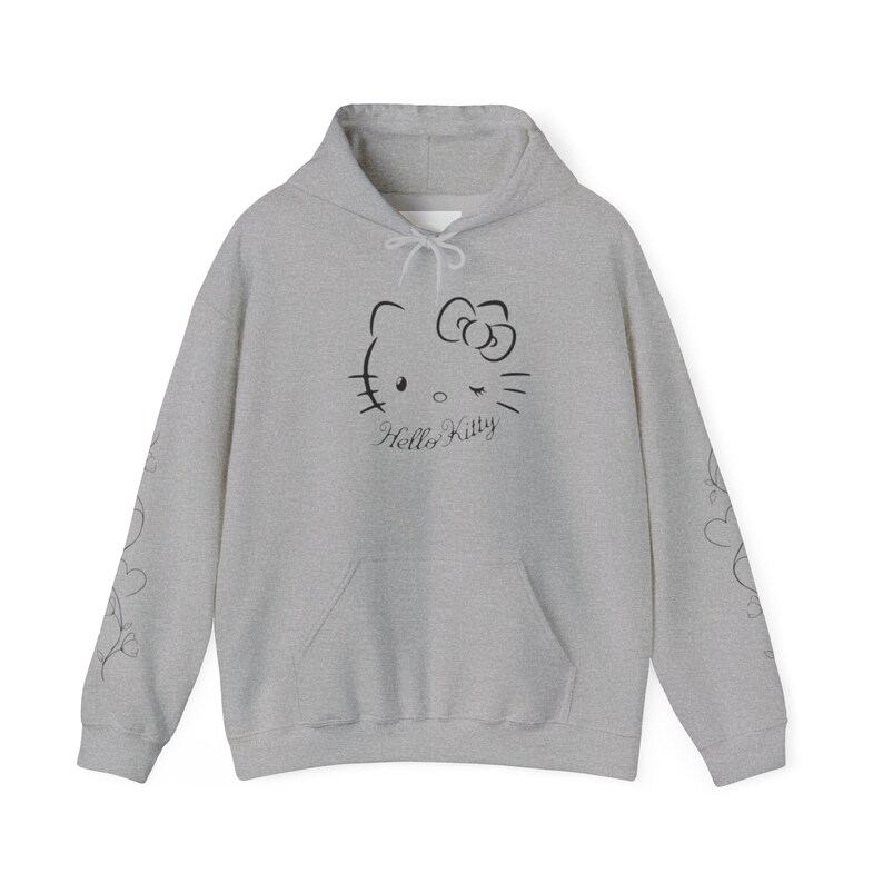 Moletom com capuz Hello Kitty com contorno floral | Estampa fofa de rosto de gatinho nas costas imagem 5