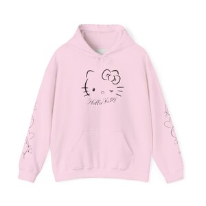 Moletom com capuz Hello Kitty com contorno floral | Estampa fofa de rosto de gatinho nas costas imagem 9