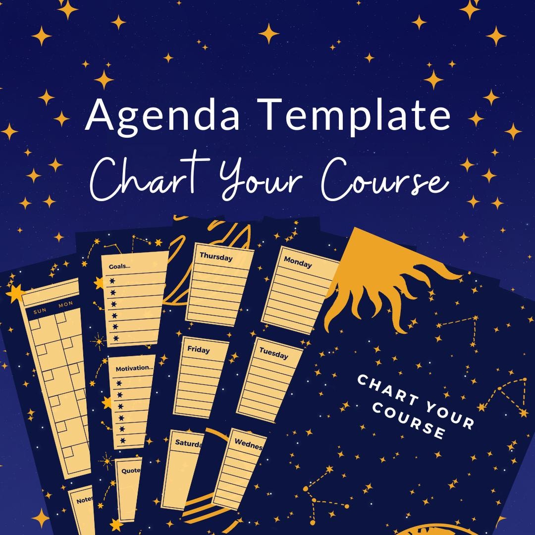 Chart Your Course Agenda/planner Template - Navy - Etsy