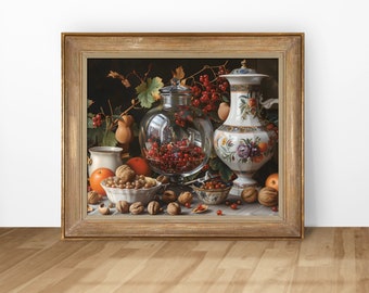 クラシックフルーツ静物画アンティークフード静物画伝統的なキッチン