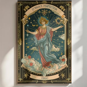 Virgo Zodiac Art Astrology Illustration Vintage Zodiac Sign Digital Print Celestial Virgo Decor Horoscope Wall Art Mystical Astrology Art