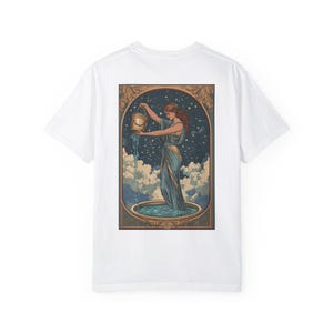 Maglietta unisex vintage con tarocchi astrologici, design zodiacale, maglietta mistica, maglietta grafica celeste