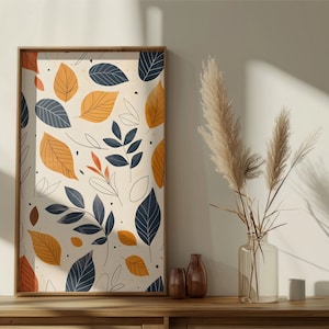 Ilustración de hoja botánica cartel de otoño arte de pared diseño de hoja escandinava hojas de otoño impresión moderna decoración del hogar inspirada en la naturaleza