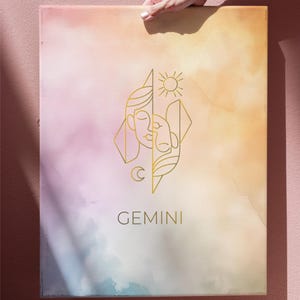 Gemini Zodiac Art Celestial Wall Decor Minimalist Gemini Digital Print Horoscope Art Modern Astrology Printable Watercolor Poster Gemini