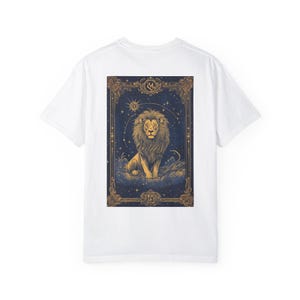 Camiseta unissex astrológica de tarô e zodíaco de leão, camiseta vintage com horóscopo, camiseta com constelação astrológica, camiseta com signo místico, presente do zodíaco