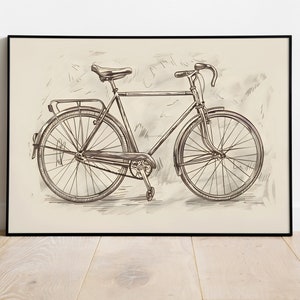 Vintage Bicycle Art Bicycle Sketch Retro Bike Print Classic Bicycle Bike Wall Decor Antique Bicycle Vintage Art Print Bicycle Drawing