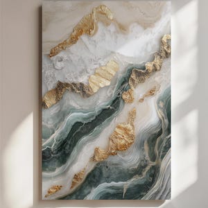 Textured Mixed Marble Abstract Art Golden Accents Luxury Digital Print Modern Geode Artwork Elegant Home Decor Contemporary Resin Wall Art