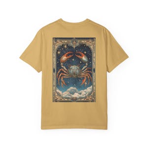 Astrologisches Vintages Tarot Karten-T-Shirt Krebs Symbol Unisex T-Shirt Sternzeichen-Grafik-Hemd Mystische Horoskop-Retro Spitze Astrologie-Kleid