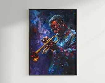 ジャズミュージシャンの絵画 トランペッター オリジナルアート 音楽