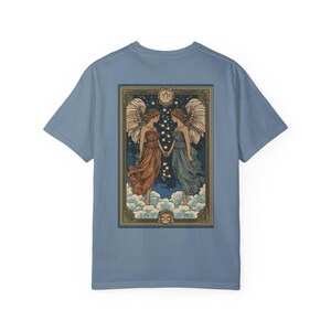 Maglietta unisex vintage con tarocchi e gemelli, astrologia, zodiaco, per amanti dei pianeti celesti, maglietta mistica, regalo per oroscopo, abbigliamento retrò, maglietta astrologica