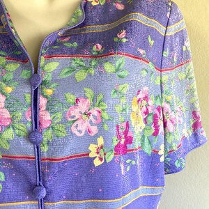 Silk Shirt : Adrianna Papell Fitted Jacquard Floral VTG, size L image 4
