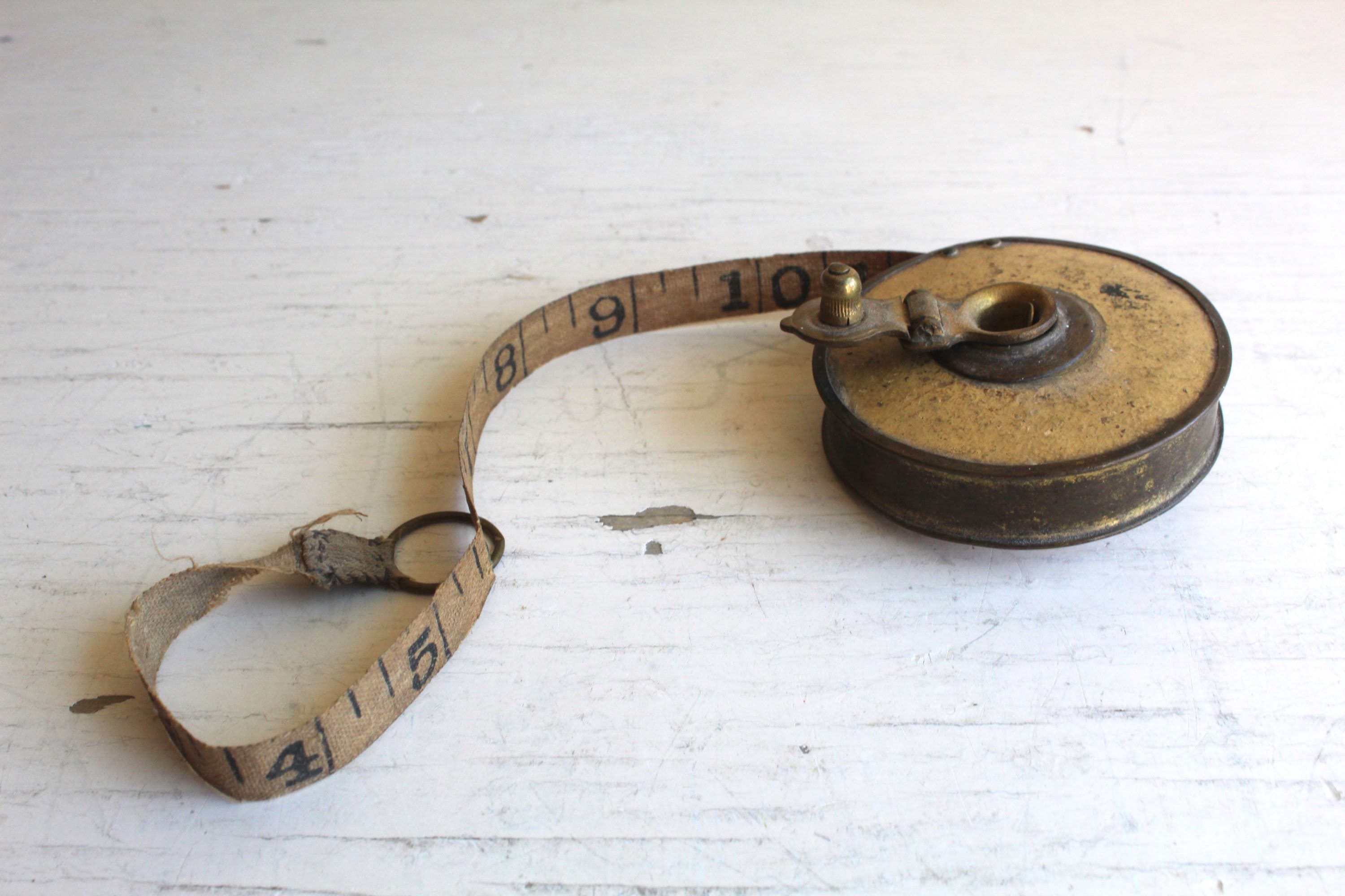 Distressed Steampunk 1900 Antique Cloth Inch Measuring Tape Brass Early Plastic Hand Repaired Wind up Retractable Etsy UK