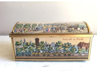 Vintage Otto Schmidt blikken doos: Biedermeier Railway Graphics
