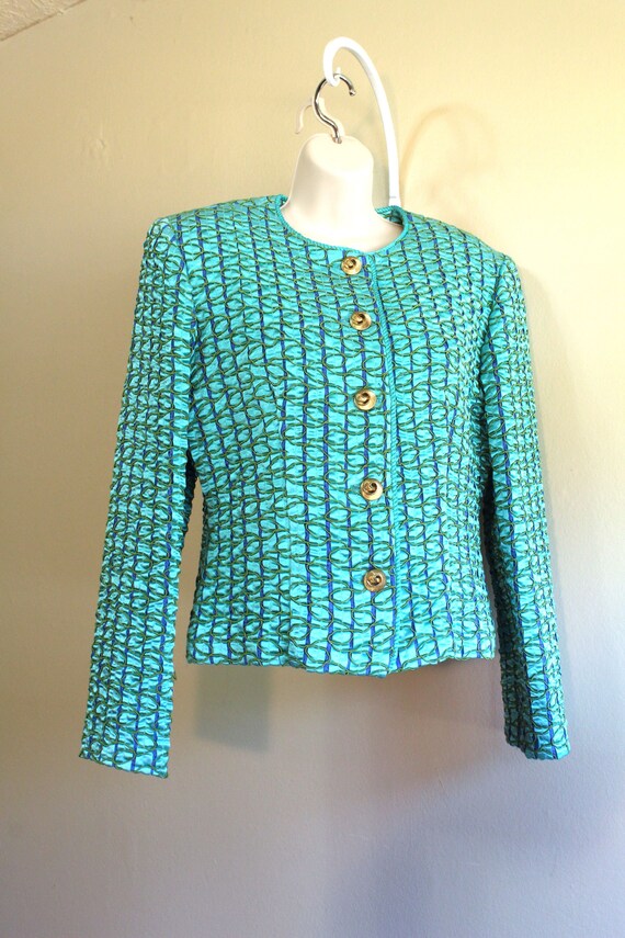 Womens Size M 8 Gay Boyer Blue Green Aqua Textura… - image 8