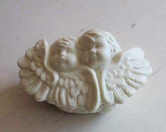 Romantic Bisque Cherub Trinket Box Angel Putti 18th Century Rococo Style