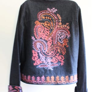 Y2K Coldwater Creek Denim Jacket, Embroidered Paisley, Size M