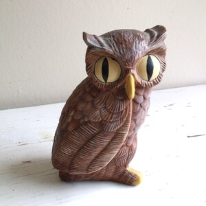 Fired Greenware Owl Bird Hand Painted Ceramic Vintage 1960s Figurine Sculpture