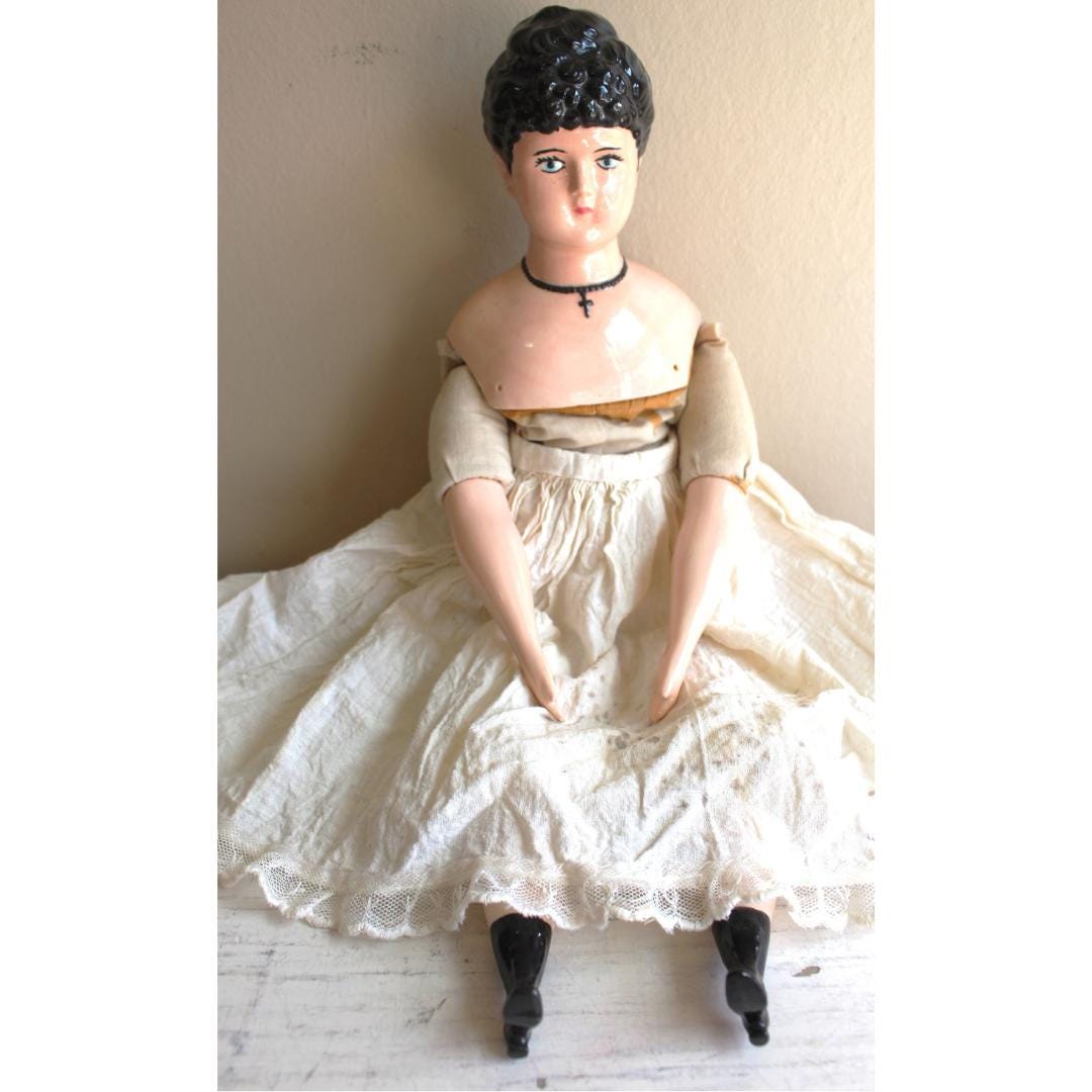 西洋人形 20th Century Repro of Antique Porcelain German China Doll, 1870s