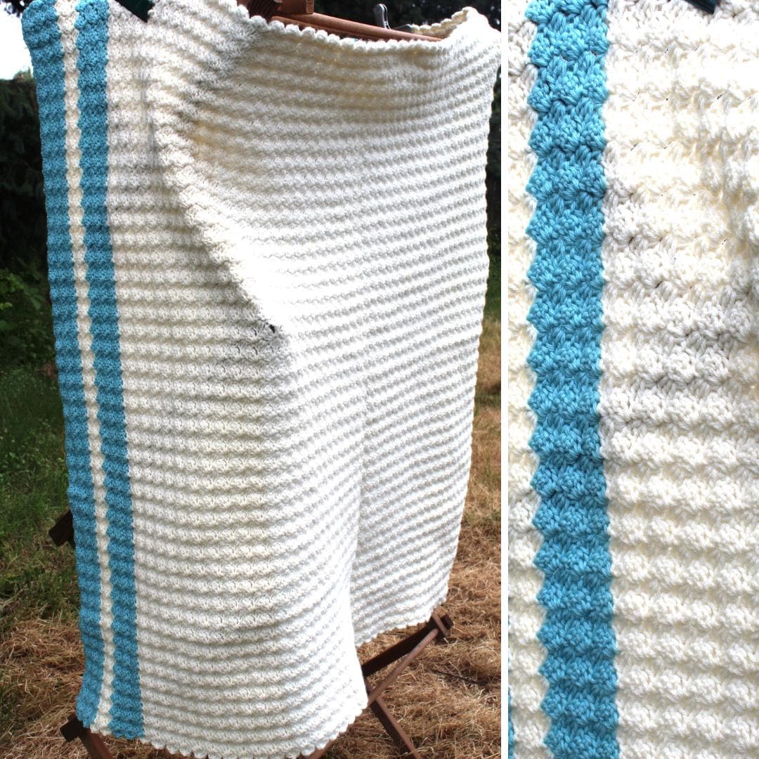 ハンドメイドブランケット：ヴィンテージ 20世紀 ニット アクリル 60 x