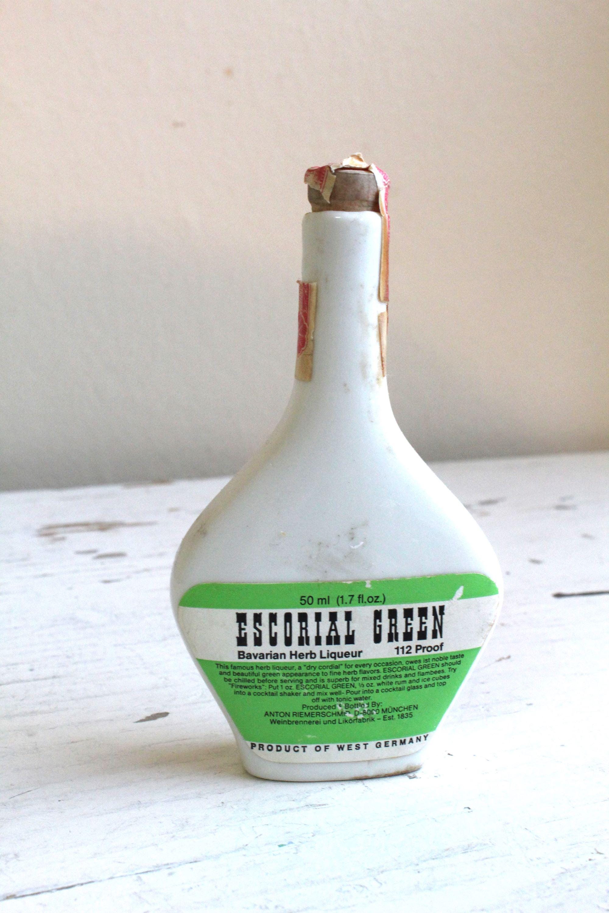 Vintage Escorial Green Ceramic Bottle Munich Munchen Bavarian Herb