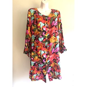 Vintage 80er Jahre Aloha-Hemd aus Viskose mit Blumenmuster, Größe XL