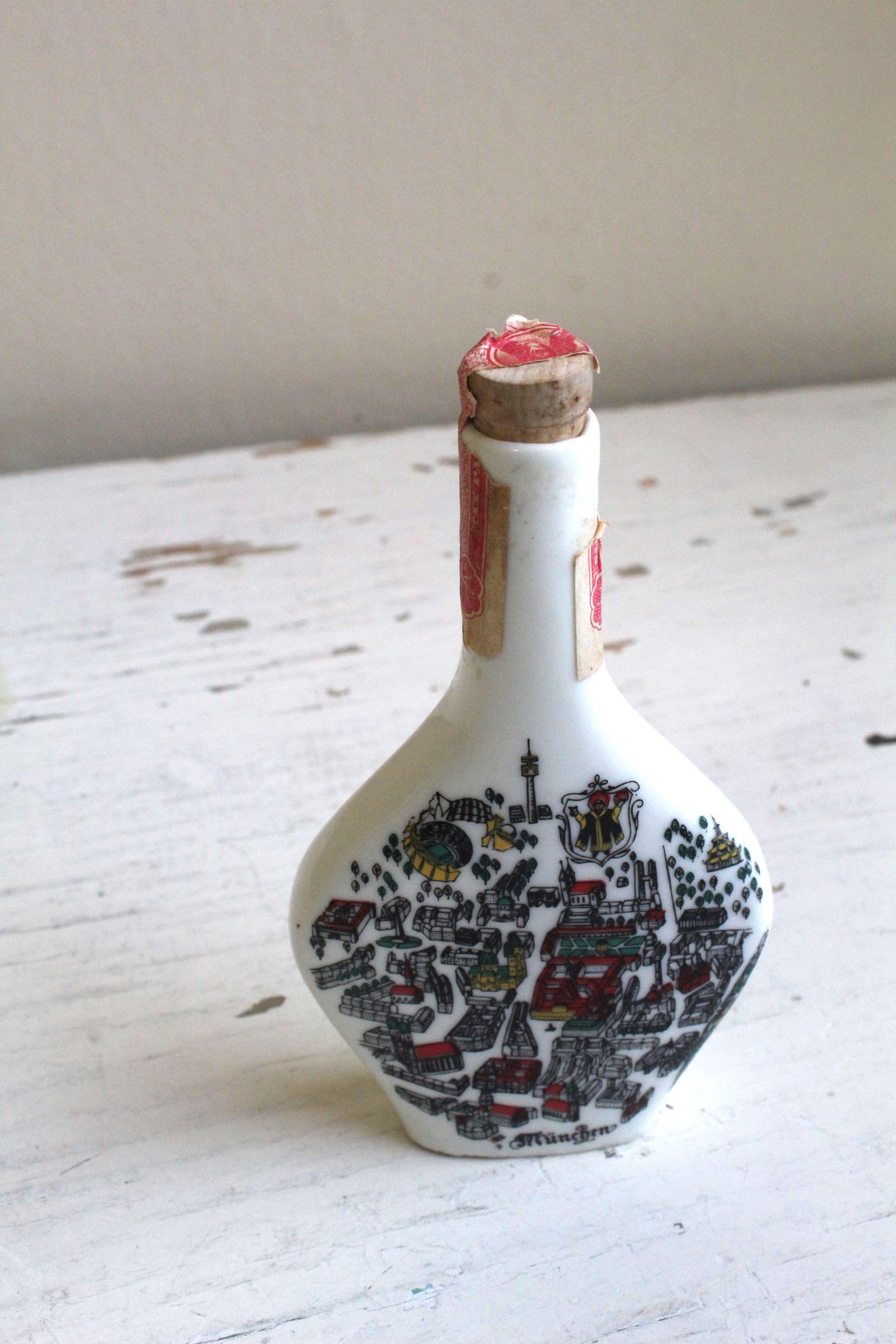 Vintage Escorial Green Ceramic Bottle Munich Munchen Bavarian Herb