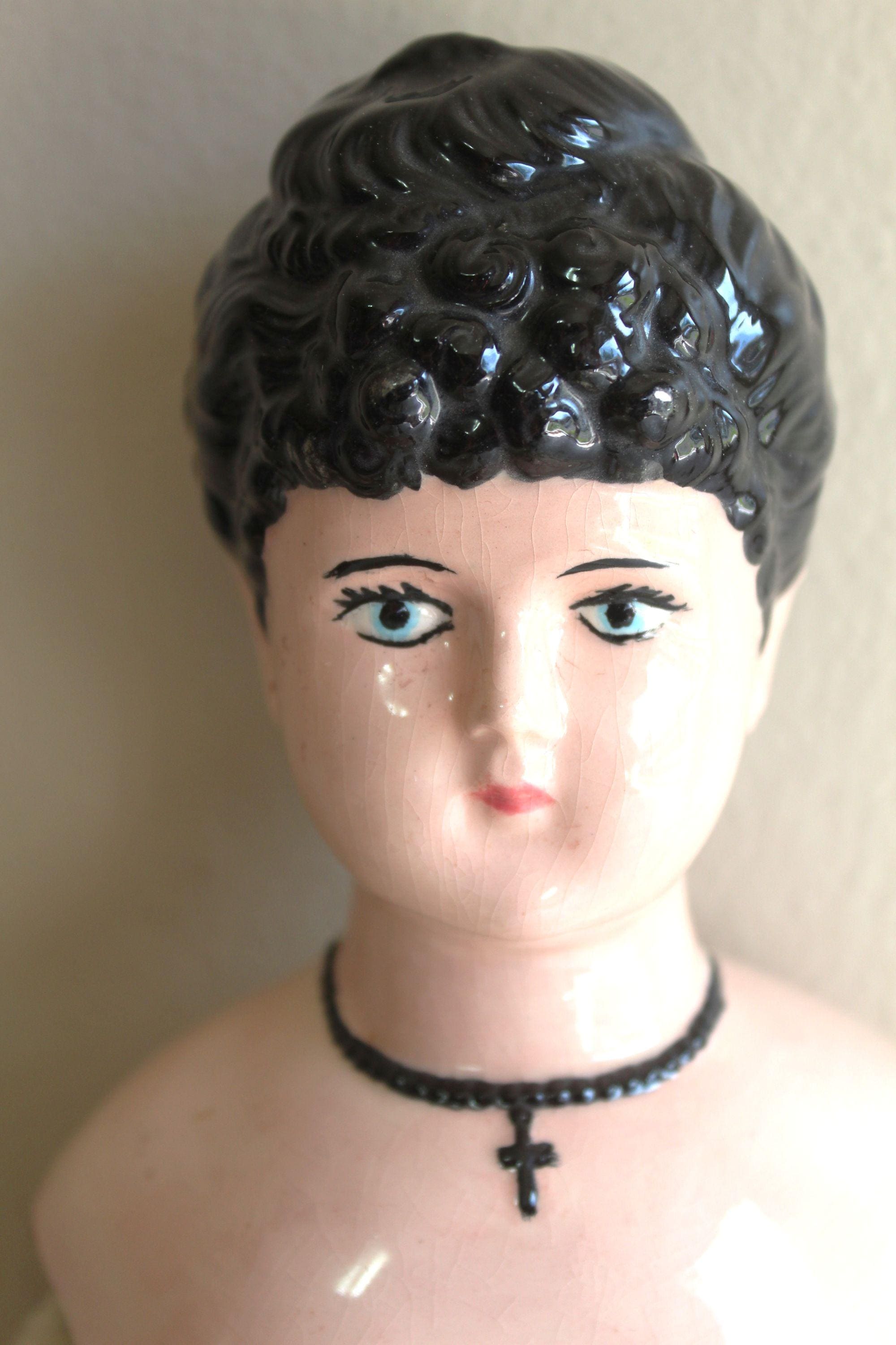 20th Century Repro of Antique Porcelain German China Doll, 1870s