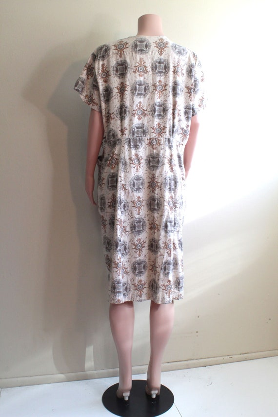 2X 3X Plus Cotton Beige Hand Made Work Day Dress … - image 10