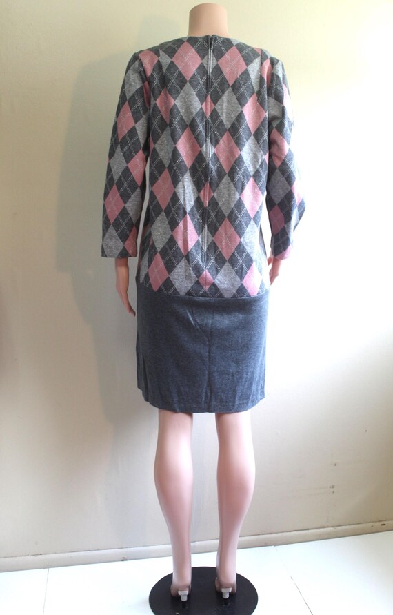 open lace back dress Pastel Argyle All Over Tunic Tee Dress- Blue – Marek+Richard main image 0