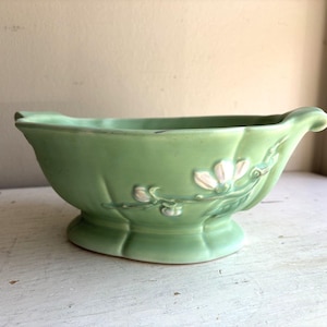 Vaso de jardim Weller Jardiniere vintage dos anos 30, modelo Wild Rose em verde jadeíta.