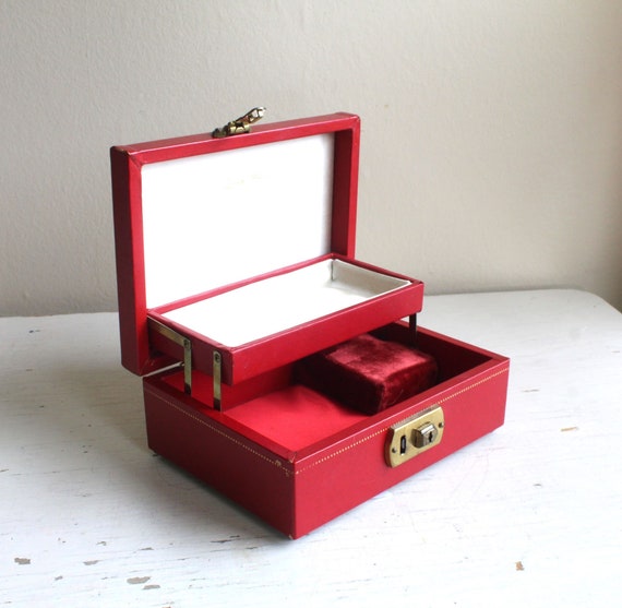 Lady Alice Red Small Jewelry Wind Up Music Box wi… - image 1