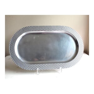 Charcuterie Servierplatte: Längliche Wilton RWheer PowersColumlum suchen poliertes Aluminiumguss 18,5 Zoll lang Nambe Ish