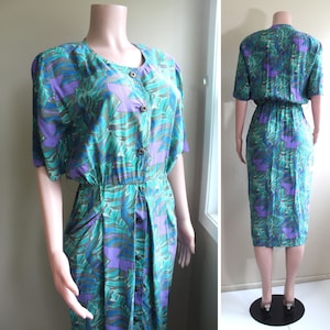 Vintage Silk Shirt Dress: 1980s Does 40s Botanical Print