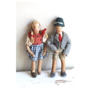 Vintage Erna Meyer Dolls: Handmade Bavarian Boy & Girl Pair, 1940s