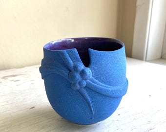Vaso vintage in ceramica da studio degli anni '90, realizzato al tornio con finitura granulosa