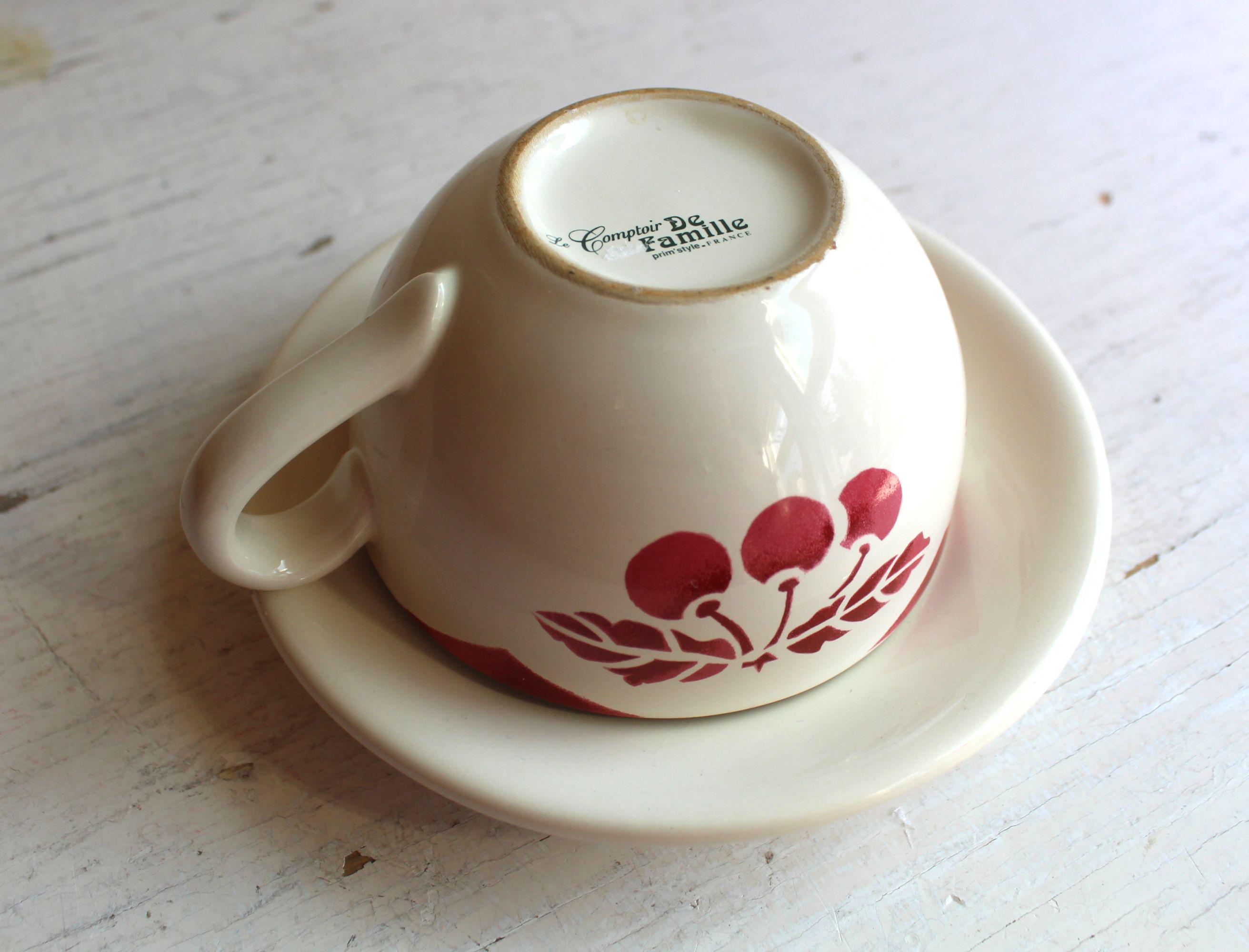 Vintage Le Comptoir De Famille Tea Cup and Saucer Set: French